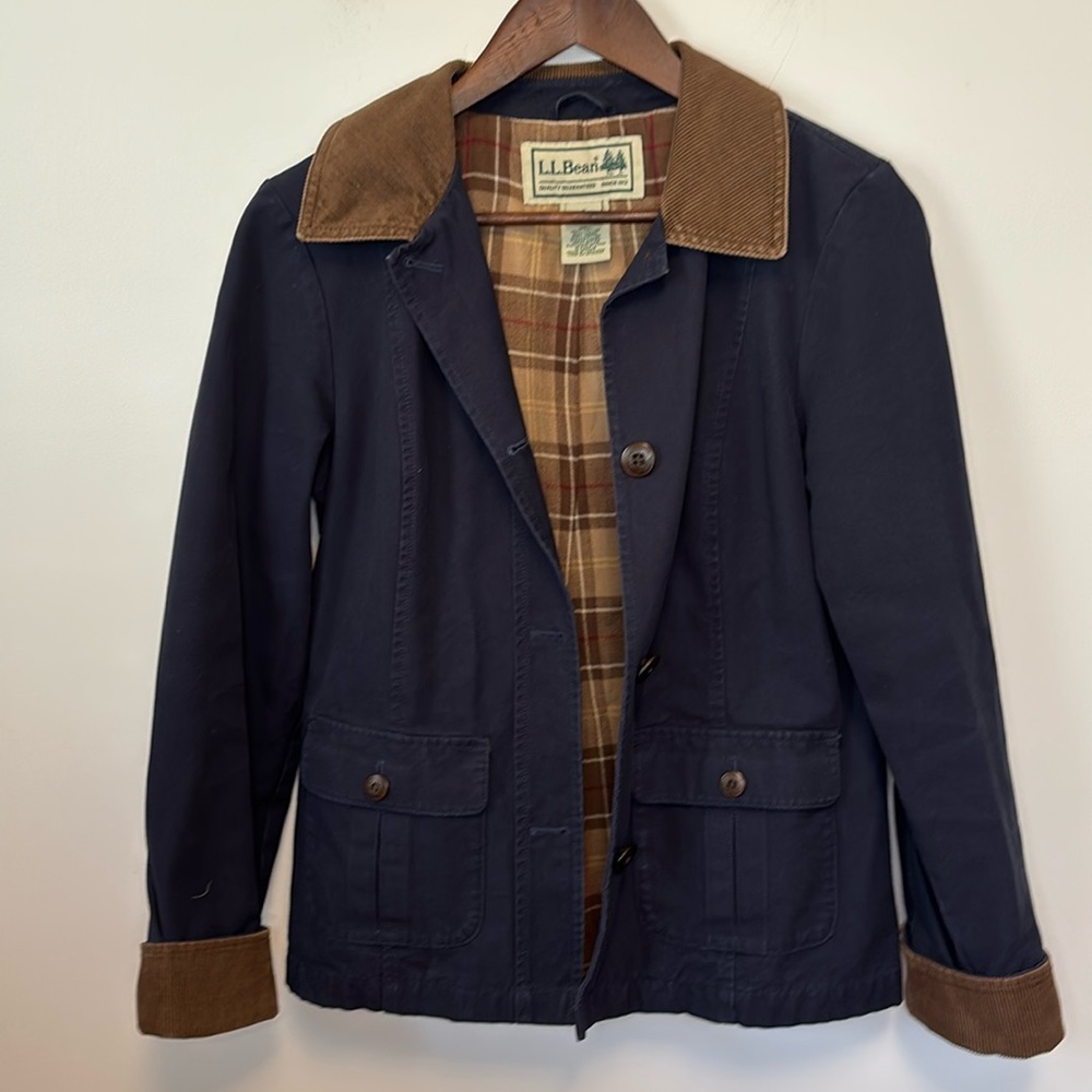 L.L. Bean Navy and Brown Utility Jacket